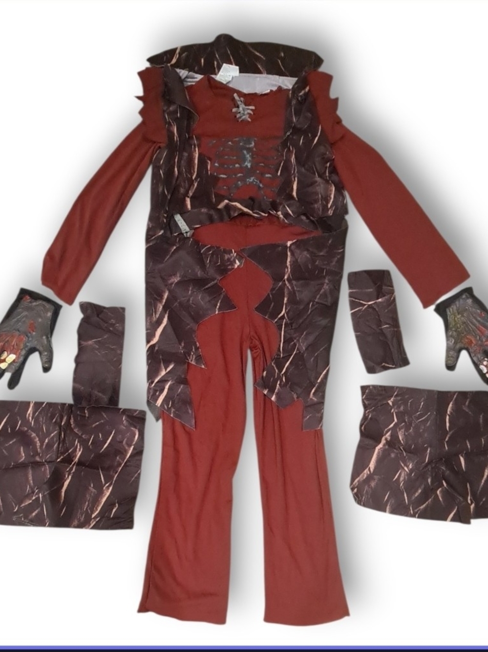 Boys Zombie living dead Halloween costume with gloves size 10/12 Husky